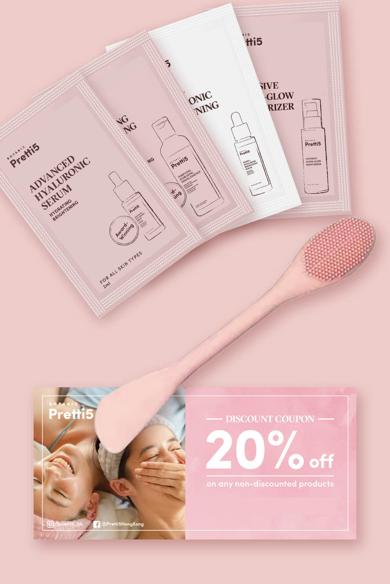 FREE SACHET TRIAL PACK + BEAUTY BRUSH + DISCOUNT COUPON - Pretti5 - HK