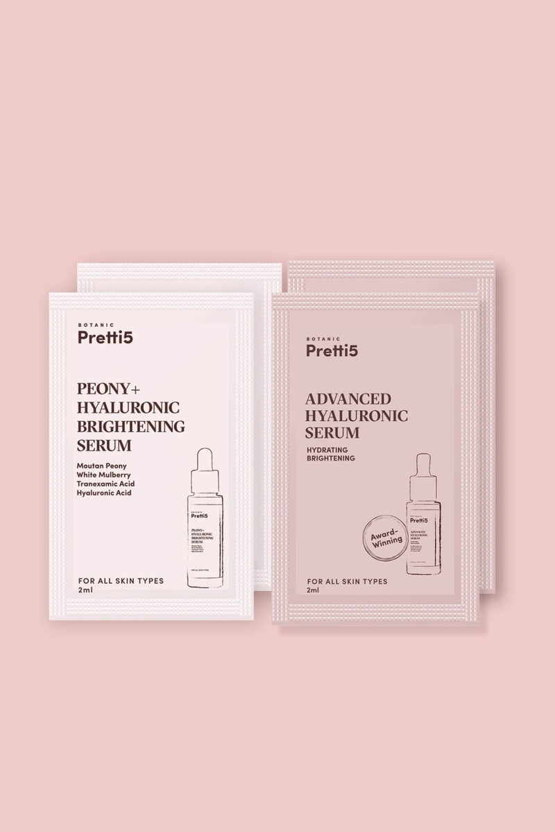 Brightening Serum x2 + Hyaluronic Serum x 2 (Sachet) - Pretti5 - TCM-Infused Clean Beauty For Natural Glow