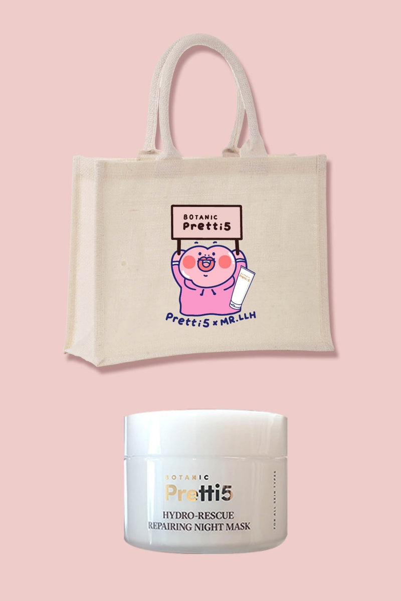 Pipi Tote bag + mini night mask 25g - Pretti5 - TCM-Infused Clean Beauty For Natural Glow